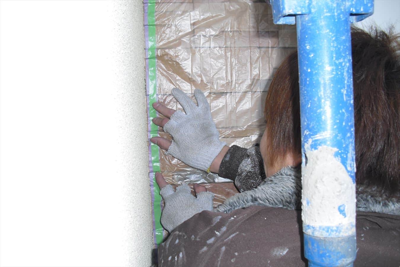 CIMG5248_R | 外壁塗装は神奈川県横浜市の塗装職人 非塗装部分外壁の養生