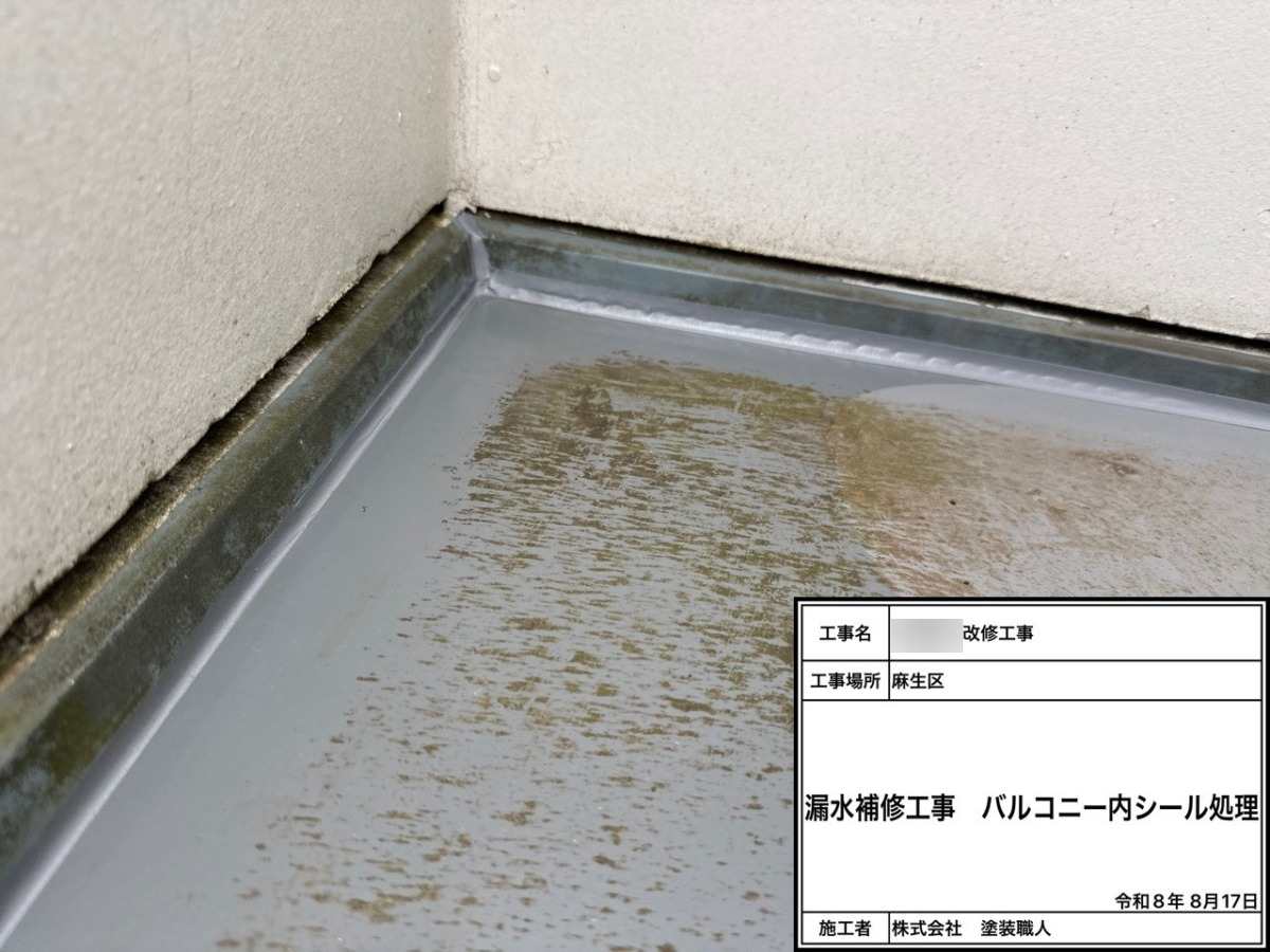 漏水補修工事：バルコニー内シール処理③