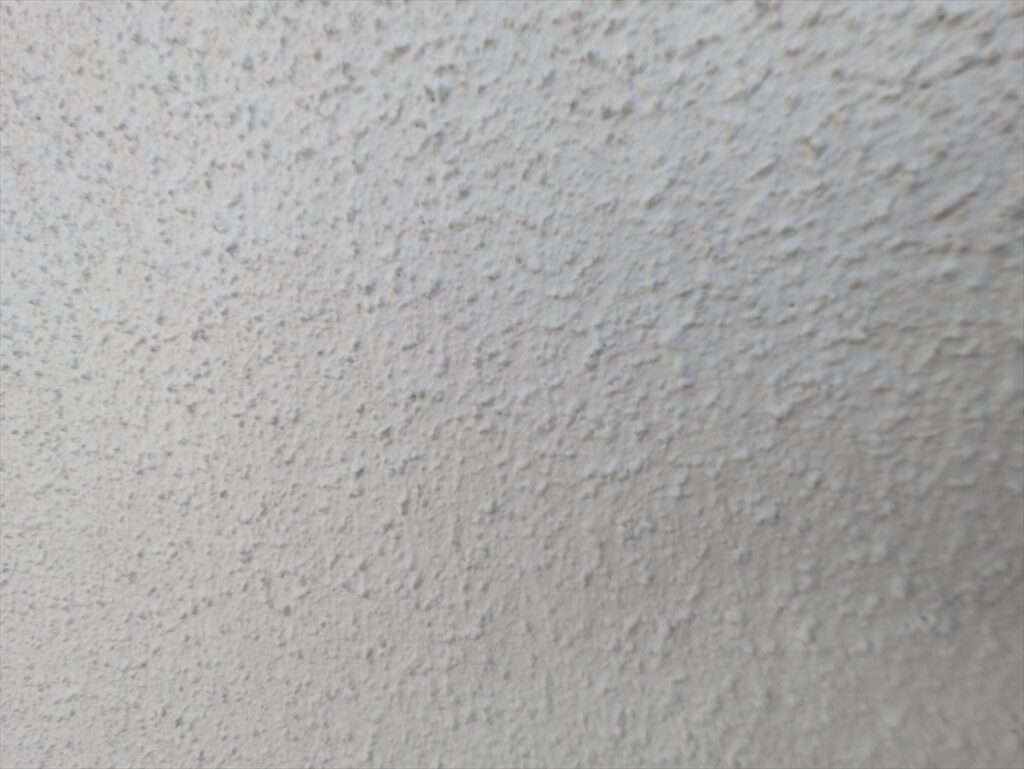 白い塗膜と細かな凹凸が見える壁面