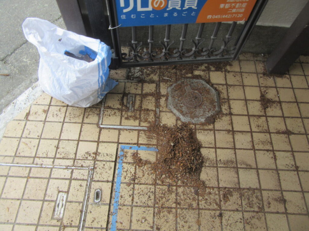 軒天ボードを外した際に落ちた錆びくず