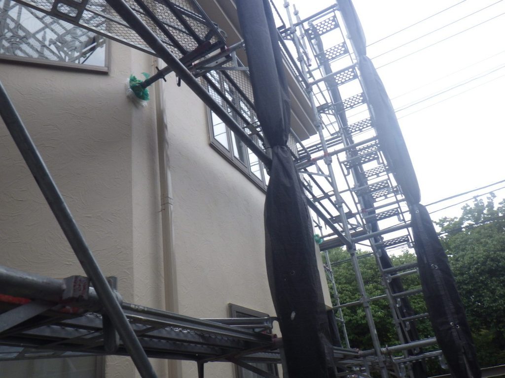 建物側面と足場まわりの確認