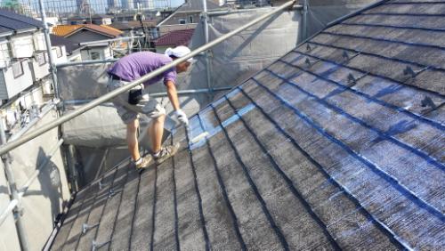 2013年7月7日　川崎市中原区屋根塗装・下塗り（キルコート）