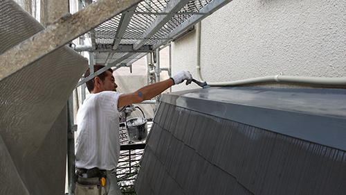 2013年7月1日　川崎市中原区にて外壁塗装・下屋根錆び止め