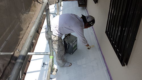 2013年7月12日　川崎市中原区にて外壁塗装・下屋根縁切り