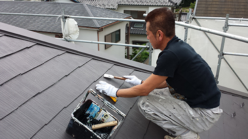 2013年6月19日　稲城市にてキルコート屋根塗装縁切り