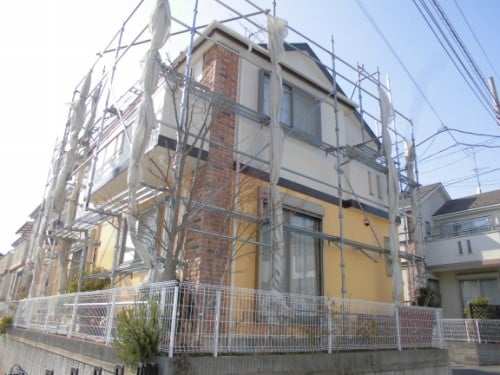 川崎市多摩区での住宅塗装完成、おしゃれな外観